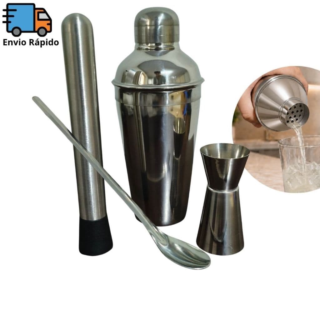 Kit Caipirinha com Coqueteleira Cobbler para Fazer Drinks em Casa, Bar, Festas e Churrascos