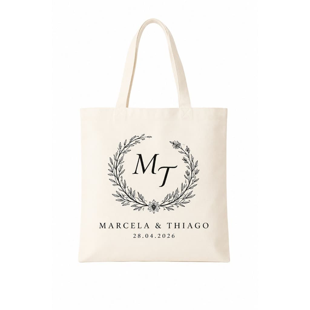 Kit 5 Ecobags Personalizadas 20x30 cm Sacola Ecológica Casamento Lembrancinha Eventos