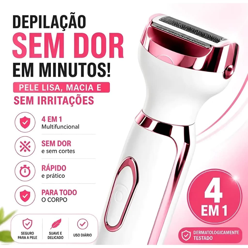Depilador Íntimo Feminino 4 Em 1 Recarregável USB Corpo Facial Sobrancelha Axila