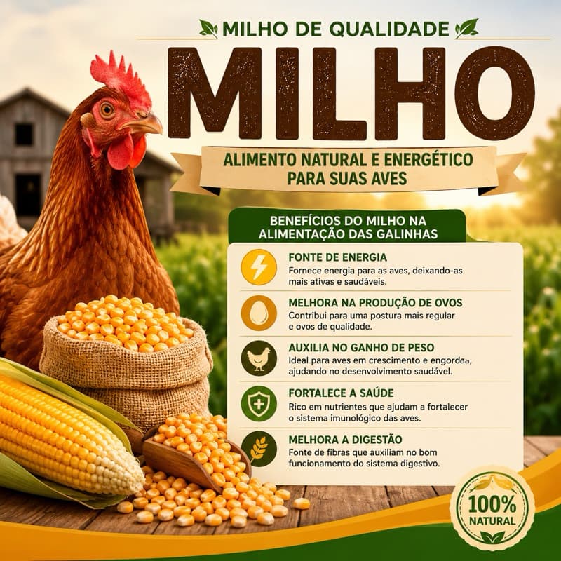 Milho para Galinhas 500g, 1kg, 2kg, 3kg e 5kg | Milho em Grãos para Aves, Poedeiras, Frangos e Pintinhos