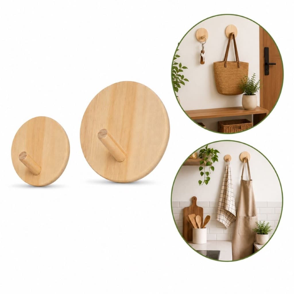 kIT com 2 ou 4 Gancho pendurar bolsa acessórios de madeira