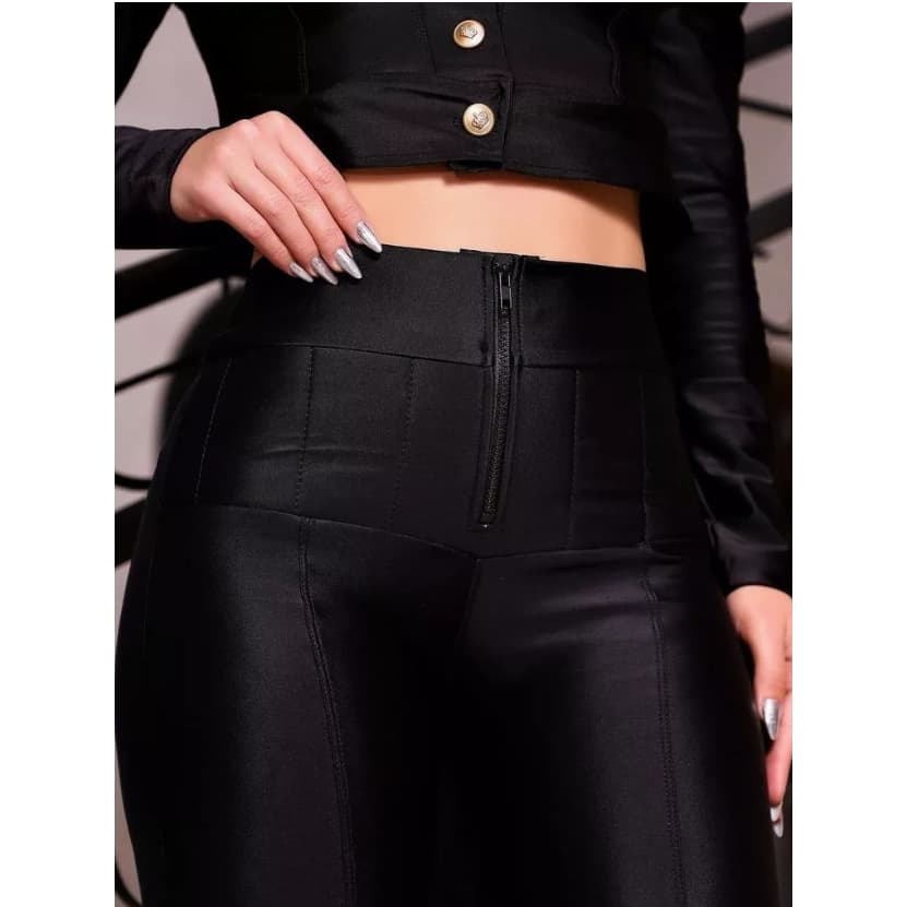 Calça Legging Feminina Modeladora Lipo Suplex Power Cós Alto Compressão Barriga Zero