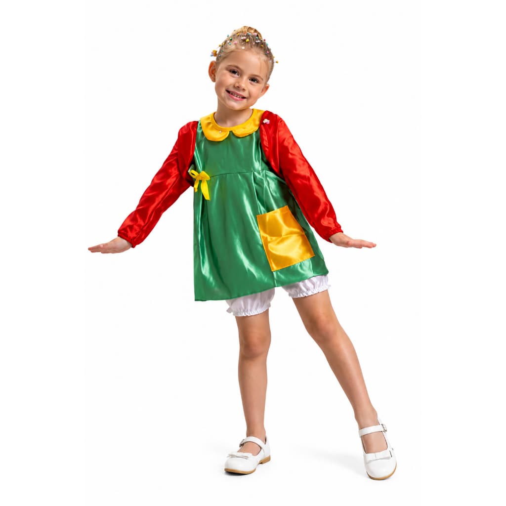 Fantasia Infantil Chiquinha Turma do Chaves Menina Com Óculos Vestido Festa Carnaval