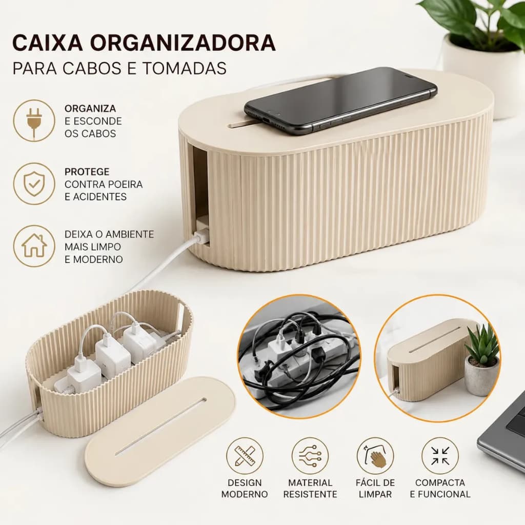 Caixa Organizadora De Fios Porta Cabos Mesa Tomadas Extensão ENVIO IMEDIATO