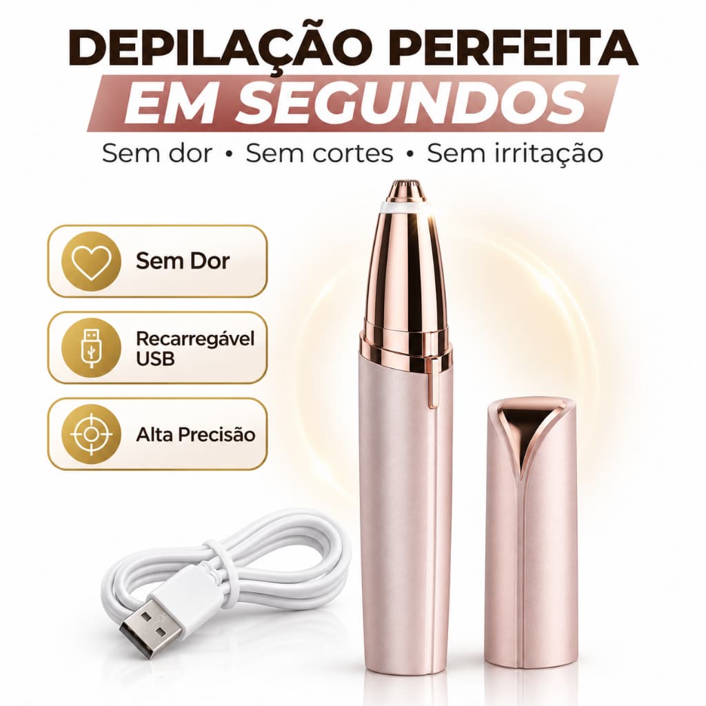 Depilador Elétrico Facial USB – Sobrancelha, Buço, Nariz e Orelha, Portátil e Recarregável