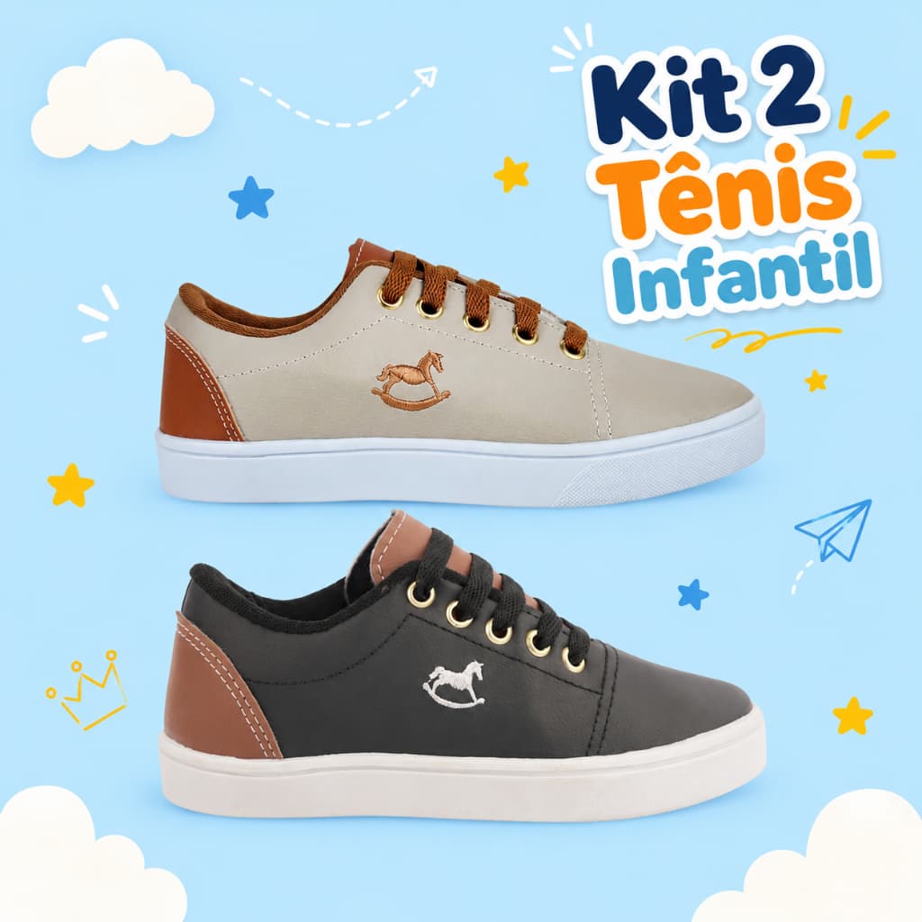 COMBO 2 Tenis Casual De Menino Para Sair | Conforto e Praticidade em Dobro | COMPRE O KIT!