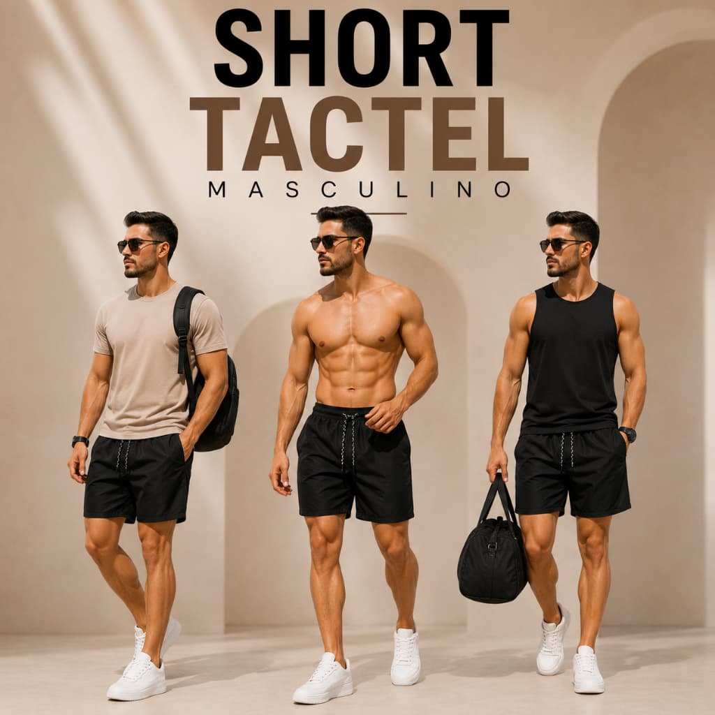 Kit 2 Shorst Tactel Masculino Bermuda Praia Casual Academia Bolso