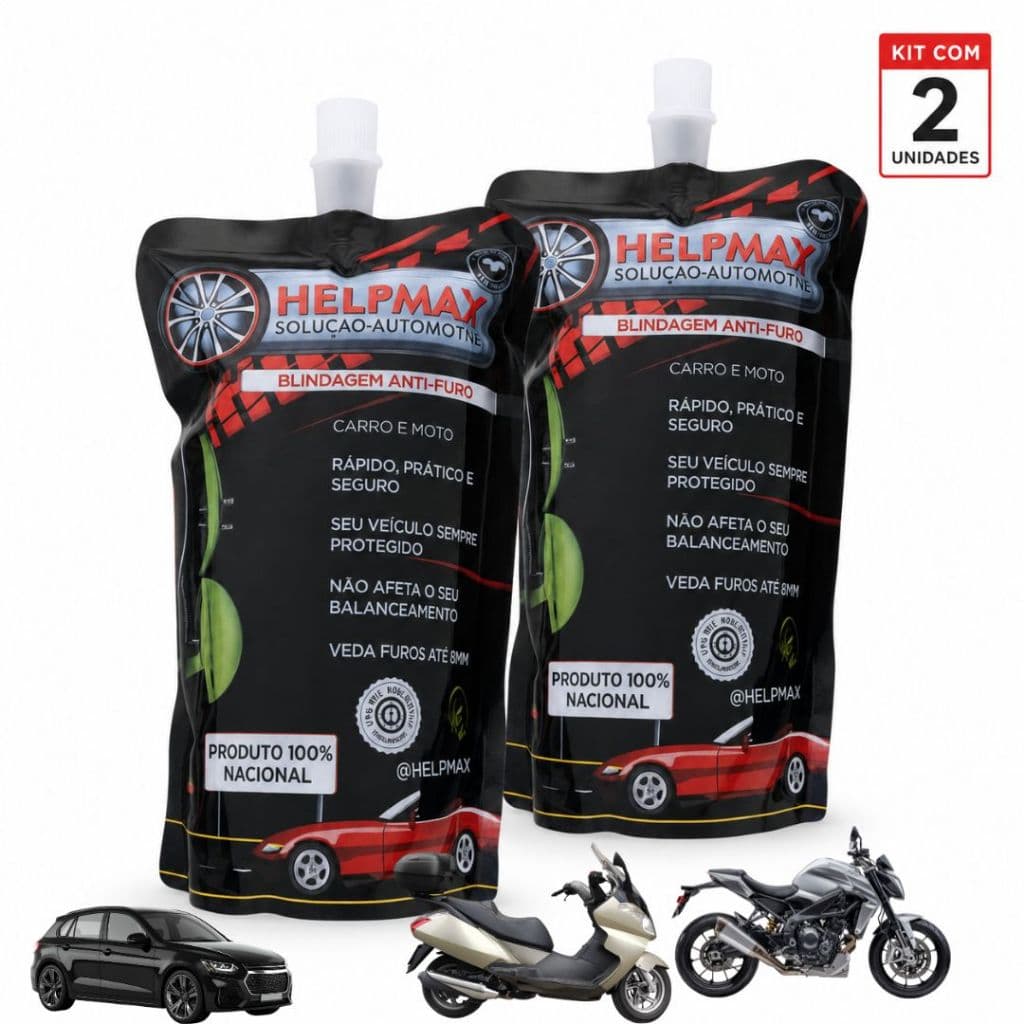 Kit 2 Selante de Pneu Blidagem Anti-Furo Carro e Moto  - Não Afeta Balanceamento
