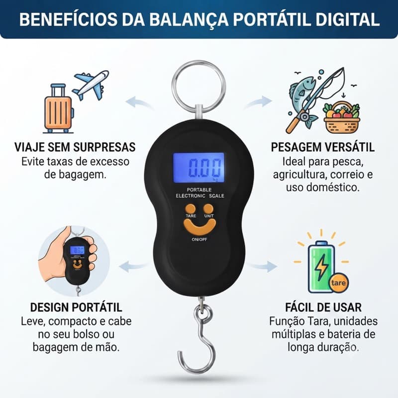 BALANÇA DE GANCHO TOMATE 50KG POCKET PORTÁTILDIGITAL MEGAPESO