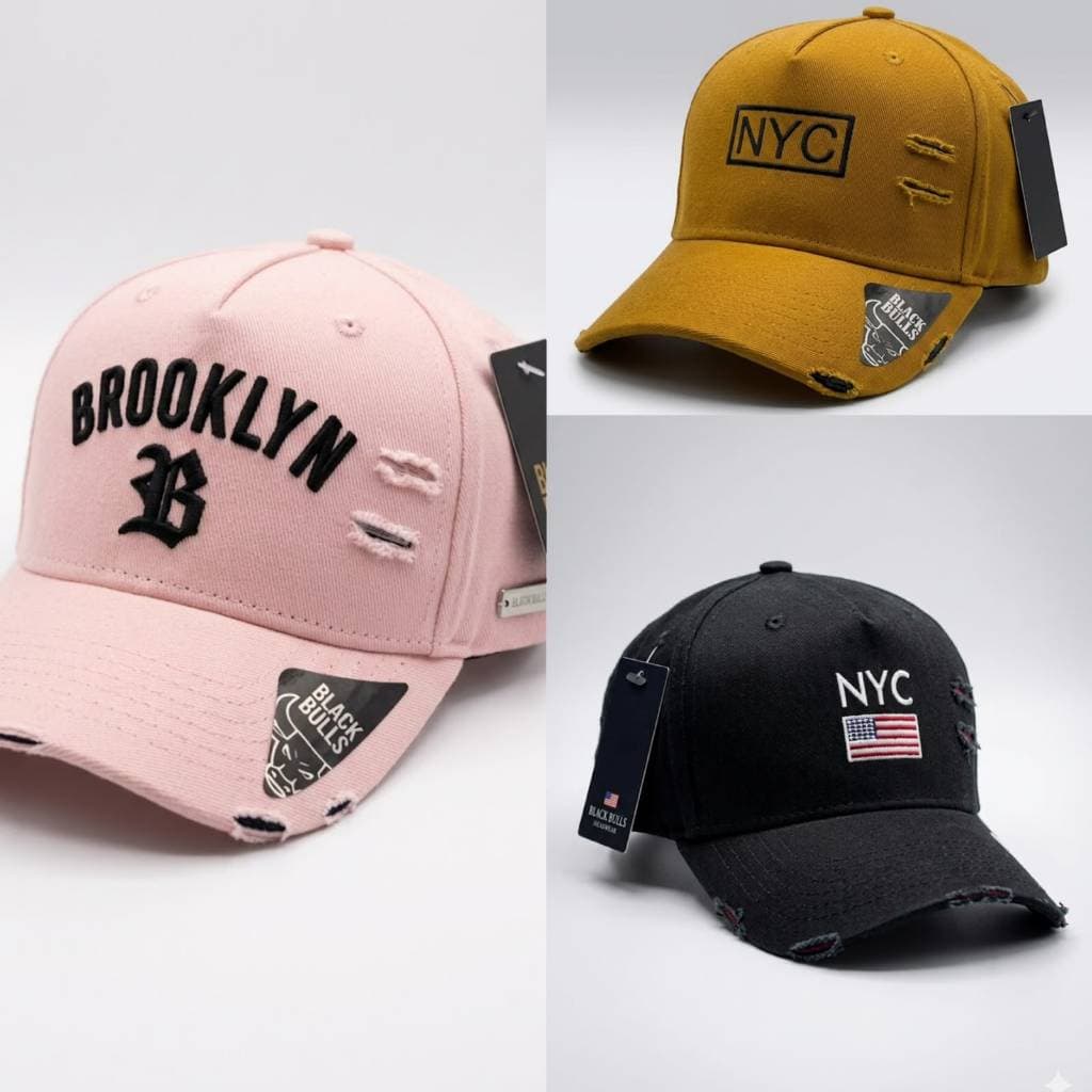 Boné Rosa 'BROOKLYN' Beisebol Hip-hop De Algodão Com Letras Para Homens E Mulheres