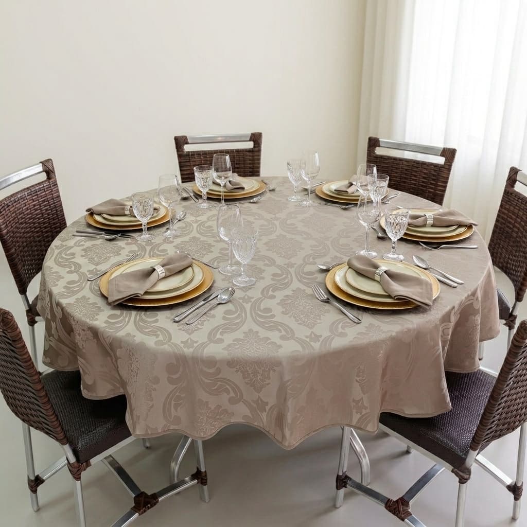 Toalha de Mesa Redonda Jacquard Premium 4, 6 e 8 Lugares Várias Cores