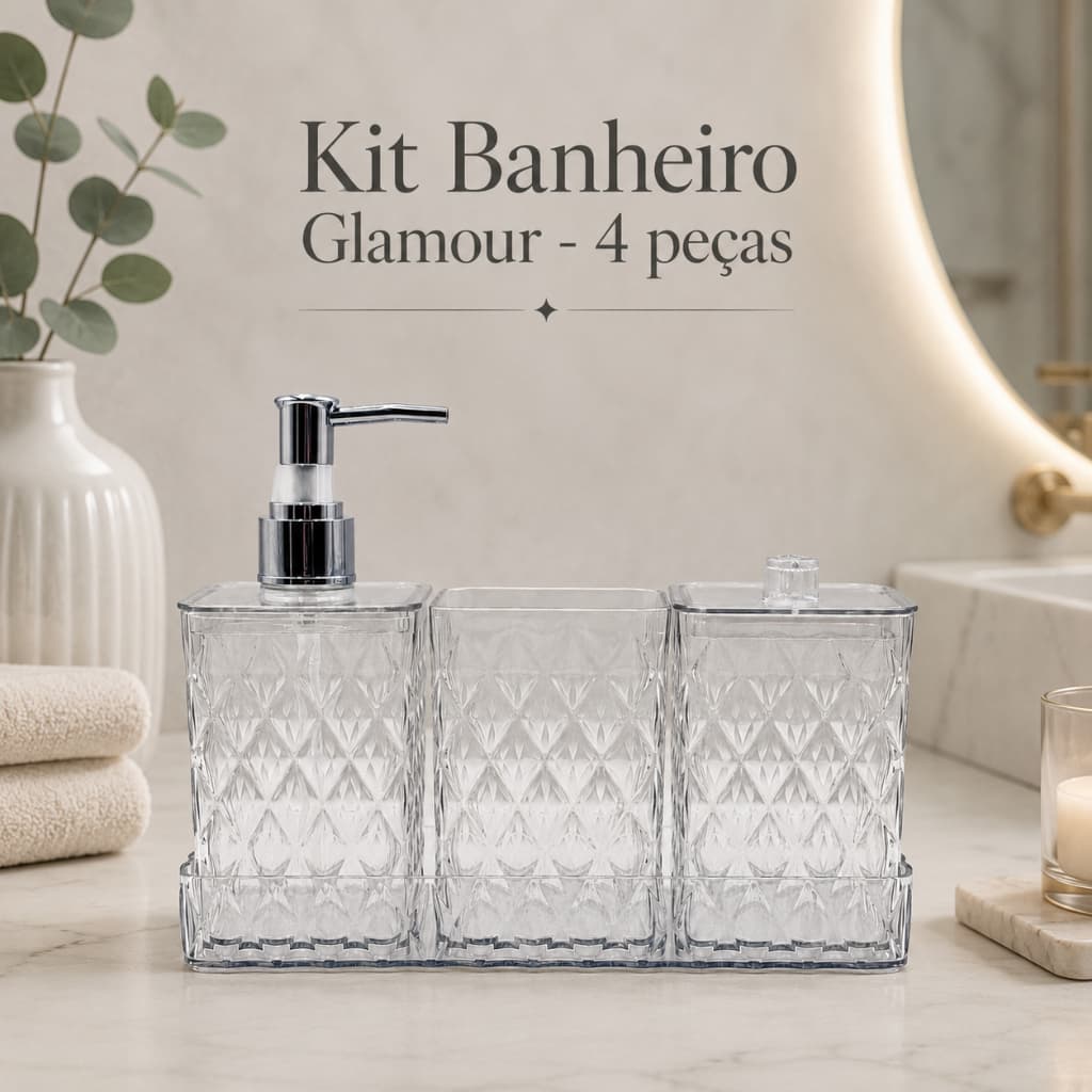 Kit Banheiro 4 Peças Porta Sabonete Organizador Lavabo Plasútil