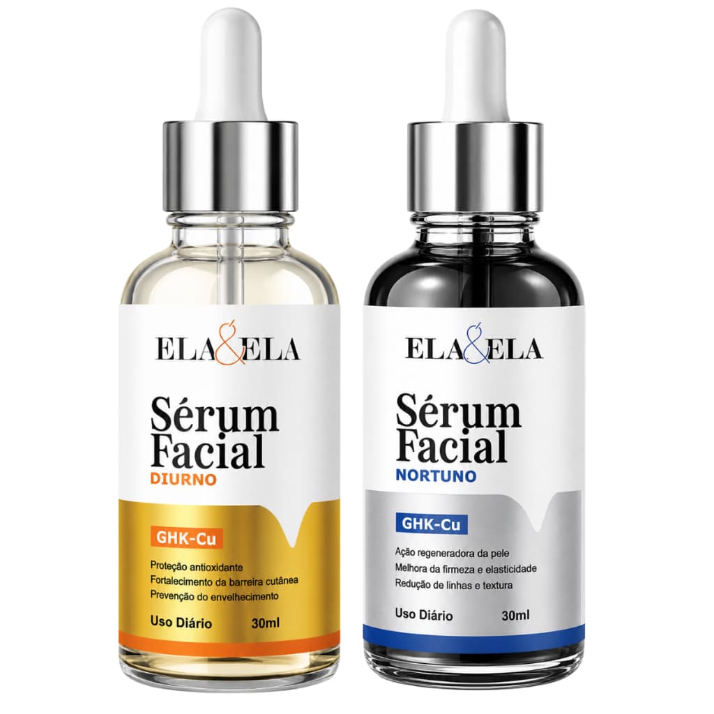 Kit Sérum Facial Diurno + Noturno | Antissinais, Rejuvenescimento, Firmeza e Elasticidade