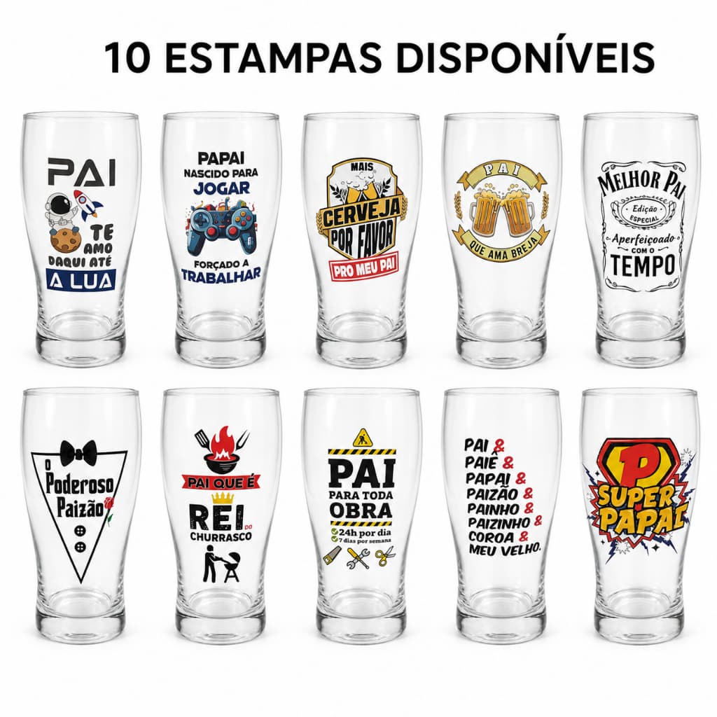 Copo Com Chaveiro Vidro 580ml Dia Dos Pais Presente Cerveja Chopp
