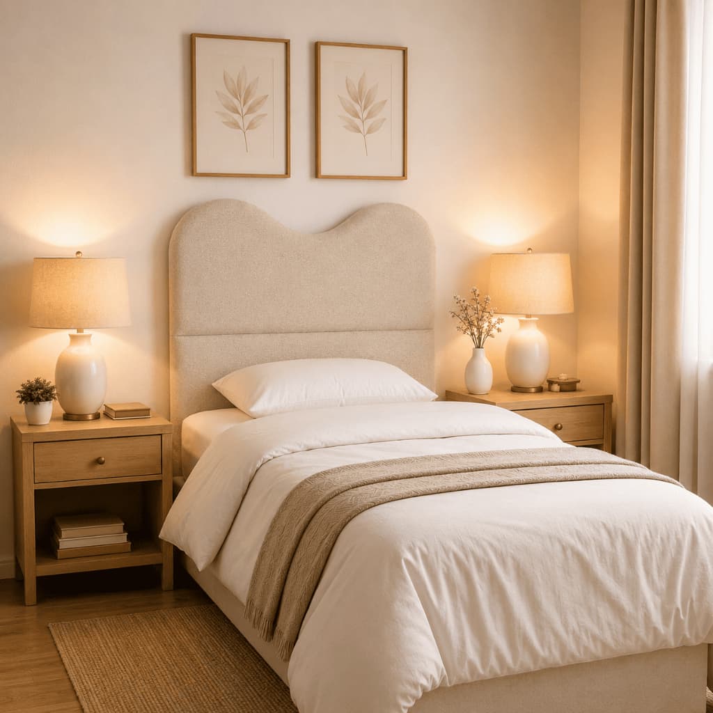 Cabeceira SELENA Estofada em LINHO - Premium 120cm - Quarto Luxo, Moderna e Super Confortável