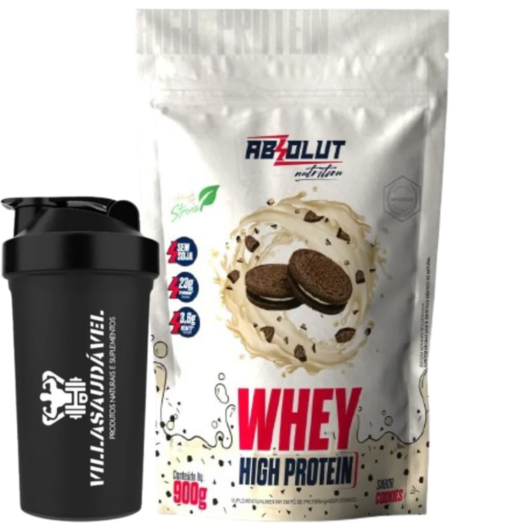 Whey High Protein 900g Refil Absolut Nutrition + Coqueteleira