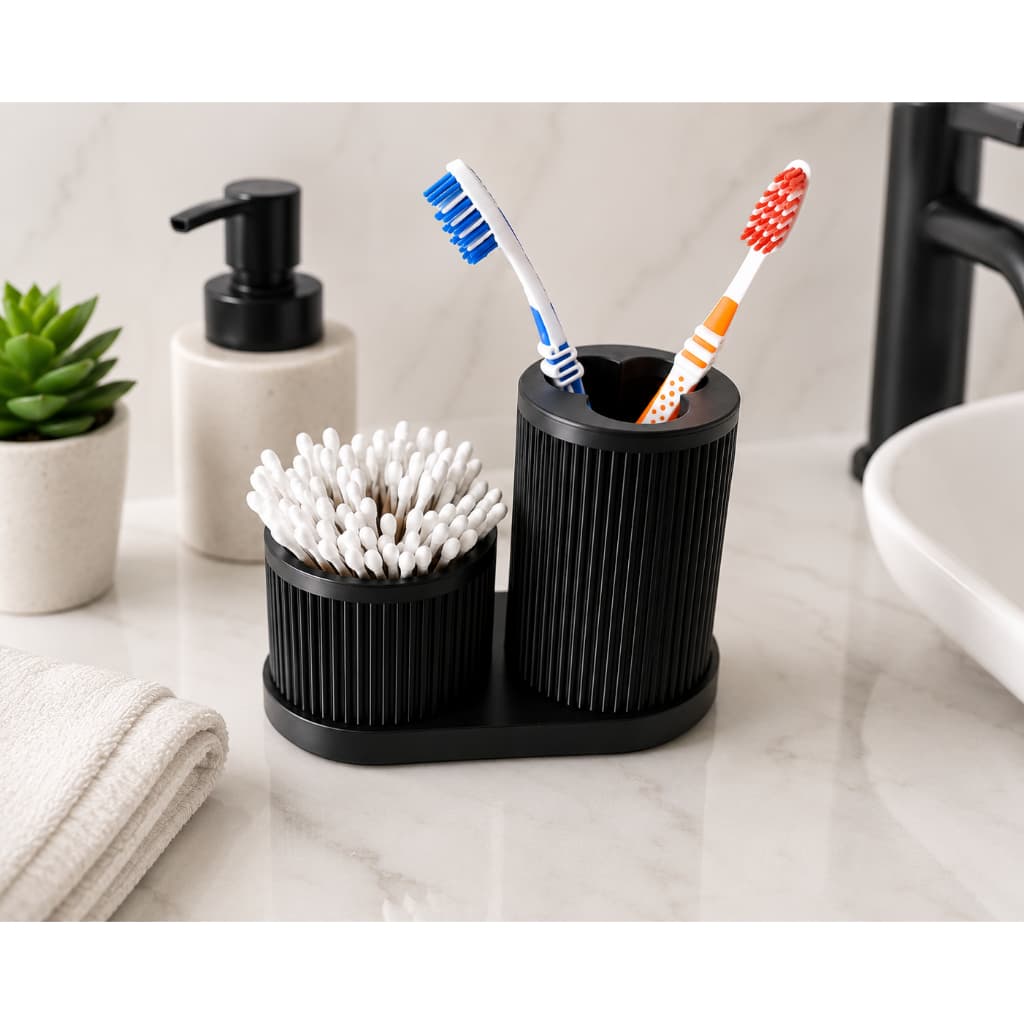 Organizador Elegante para Banheiro/Porta Escova de Dente e Cotonetes com Design Moderno