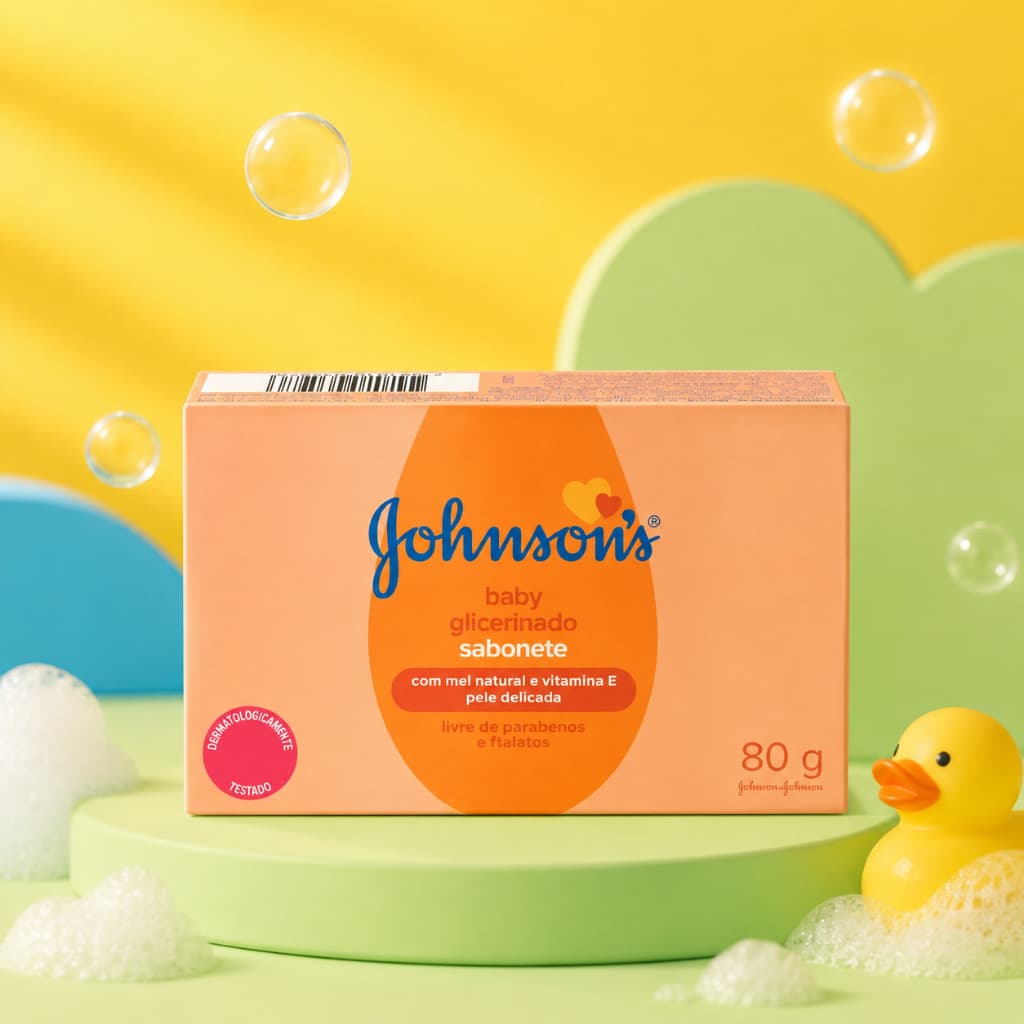Kit 6 Sabonetes Barra Glicerinado Johnson's Baby Mel e Vitamina E 80g Infantil Suave