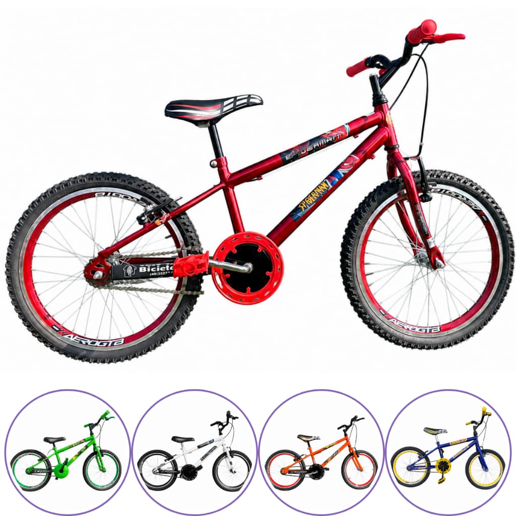 Bicicleta Infantil Masculina Aro 20 com Aros Aero e Acessórios Coloridos
