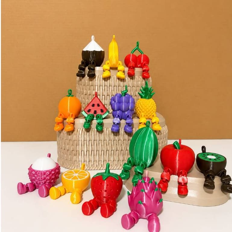 Frutinhas Colecionáveis Articuladas Chaveiro Decorativo Kit Frutas Fofas
