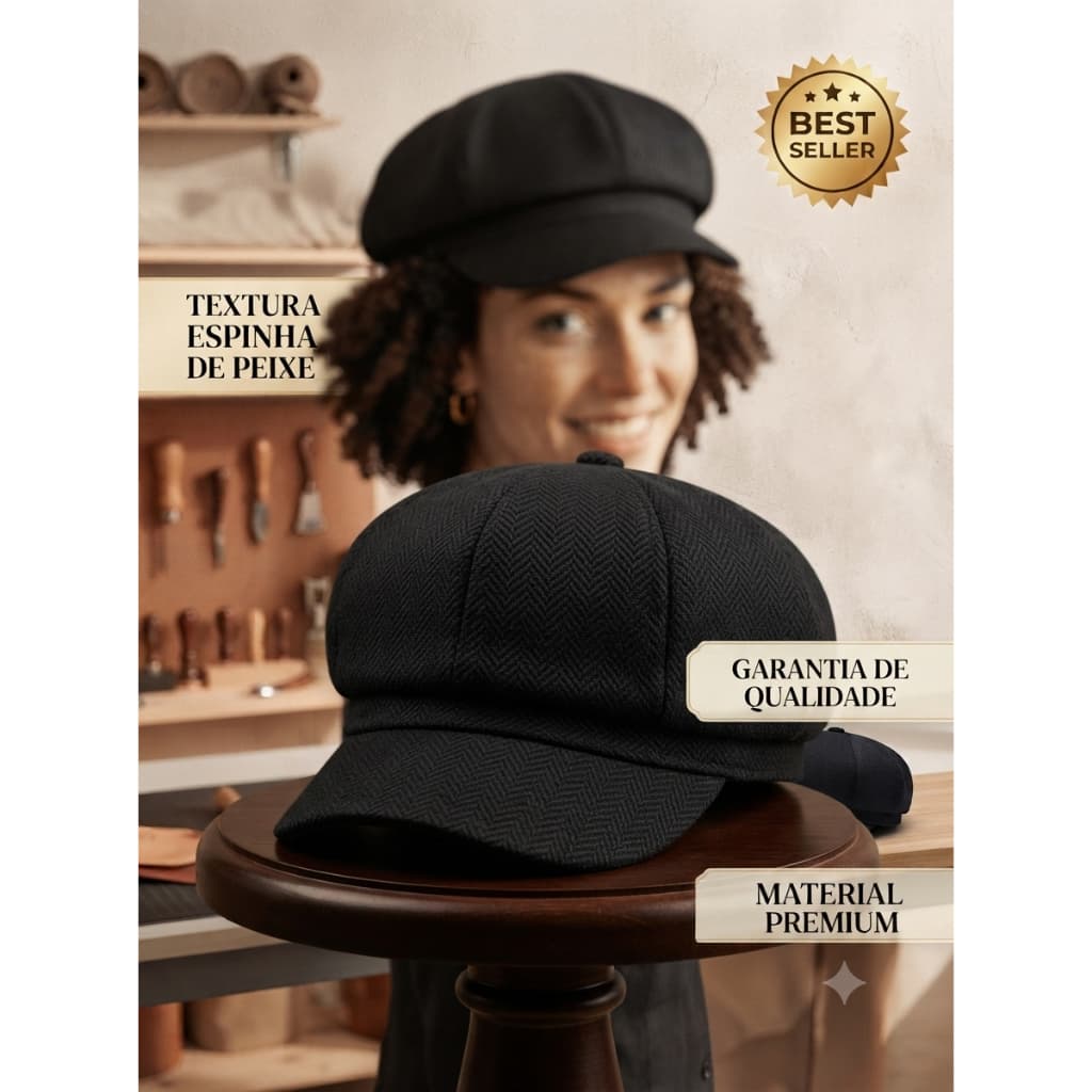 Boina Unissex Feminina Francesa Masculina Bone Estilo Peaky Blinders Italiana Com Fivela Lateral