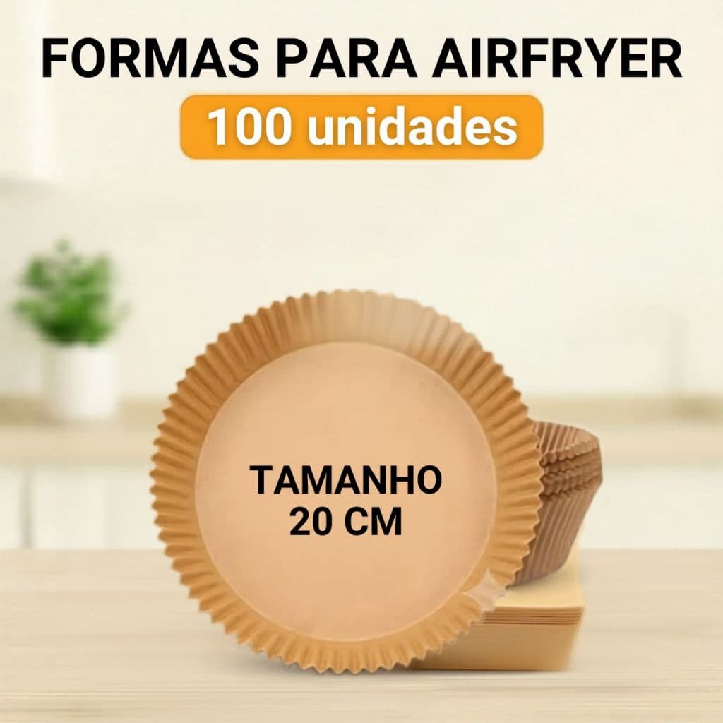 Kit 100 Formas Descartáveis para Airfryer Redonda Forro Papel Antiaderente Impermeável