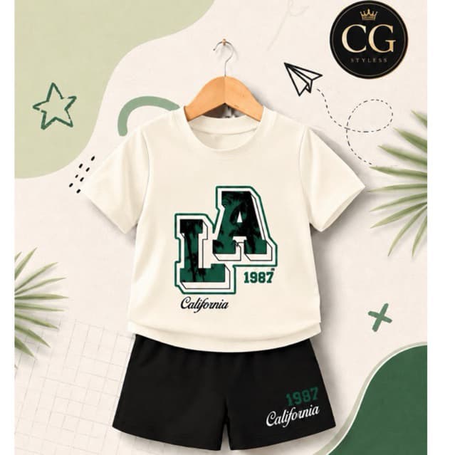Conjunto Infantil Masculino, Camiseta Infantil, Short Infantil, Conjunto Menino, Infantil de Verão, Moletinho Infantil