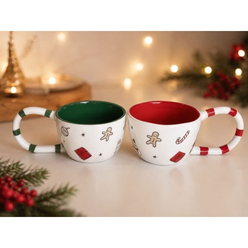 Caneca De Porcelana 300 ML Designer Xícara Gingerbread Biscoito de Natal