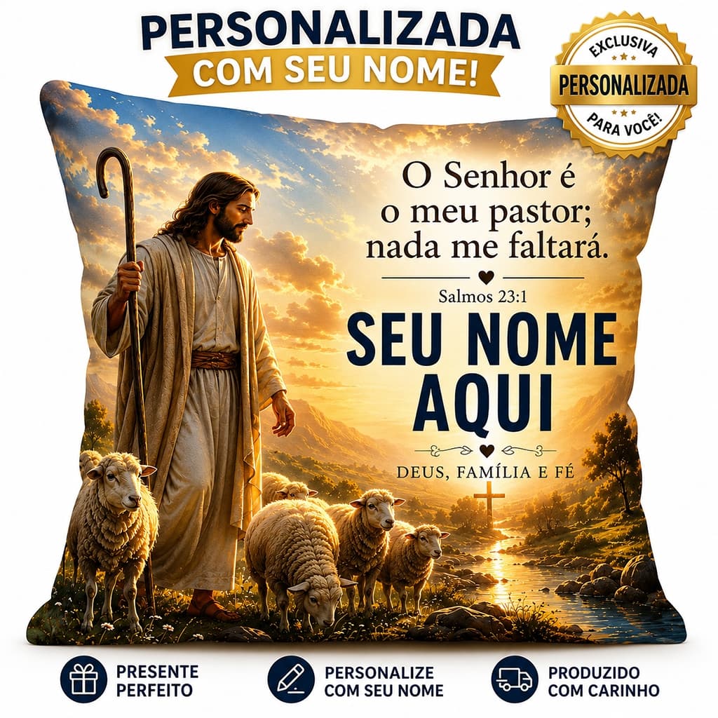 Almofada Cristã Personalizada com Nome e Versículo Presente Religioso Com Enchimento Oxford Decoração Religiosa