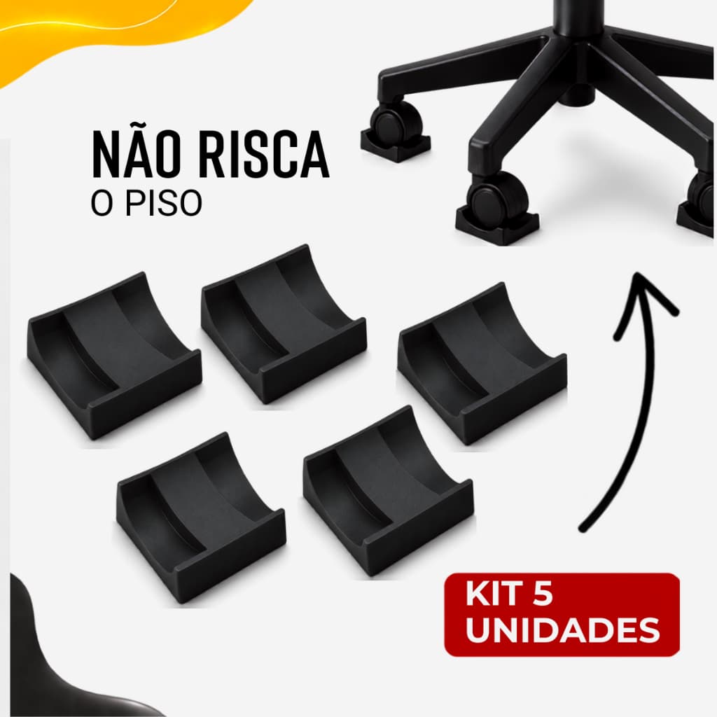 Kit 5 Trava Rodinha Cadeira Gamer Escritório Antiderrapante Fixador Simulador