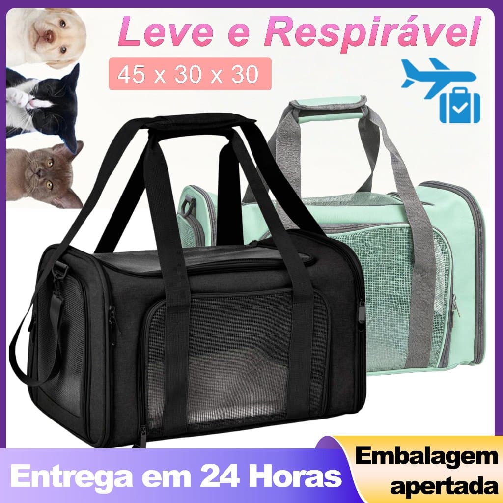 Bolsa Transporte Pet Expansível Cães Gatos Mochila Viagem Avião Cabine Resistente Leve