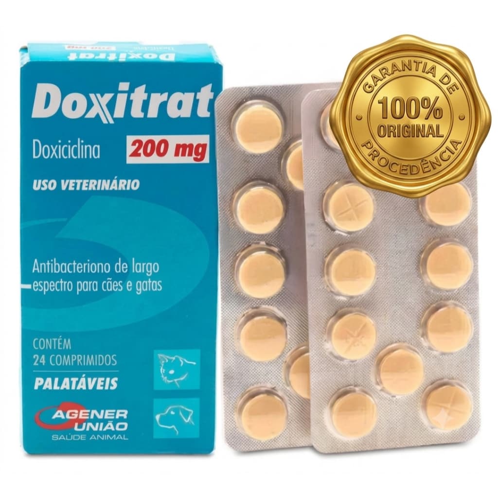 Antibiótico Doxitrat 200mg Agener União - 24 Comprimidos