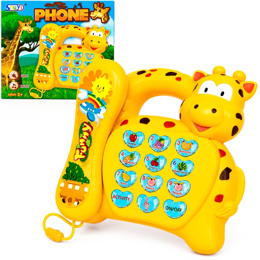 Telefone Musical Infantil Girafa Animal Brinquedo Infantil Amarelo