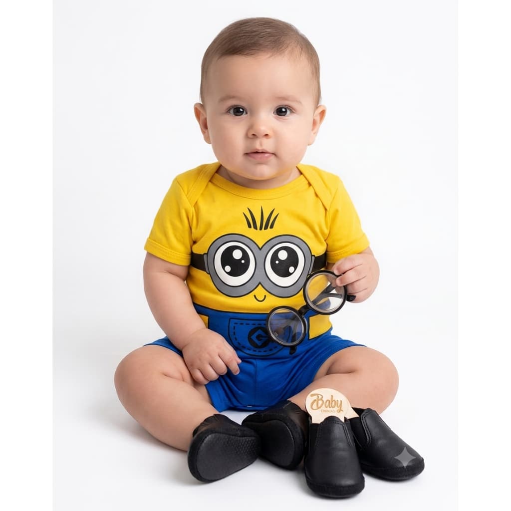 Body Bebê Mêsversário Temático Minions Super Confortável Linha Premium