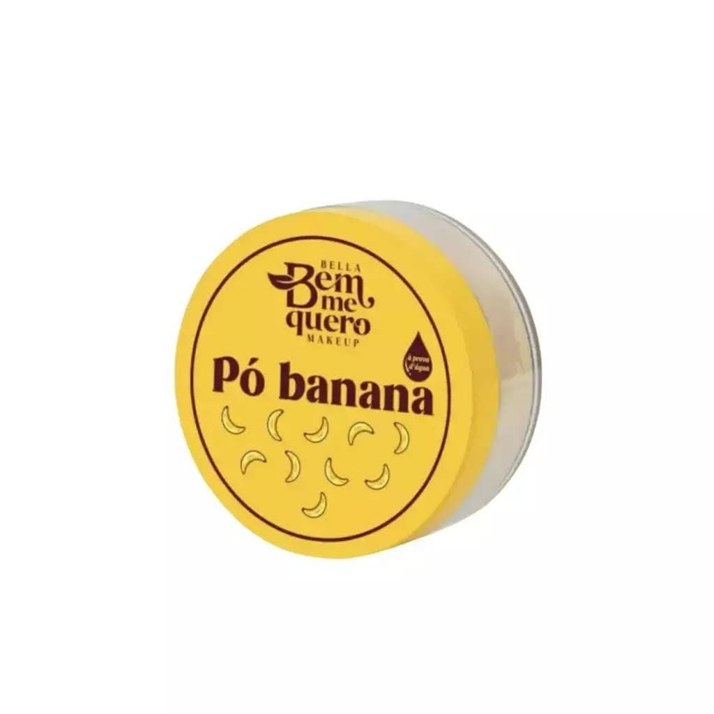 Pó solto de Banana Bella Bem Me Quero, Acabamento aveludado para pele oleosa, Fixação duradoura e controla o Brilho