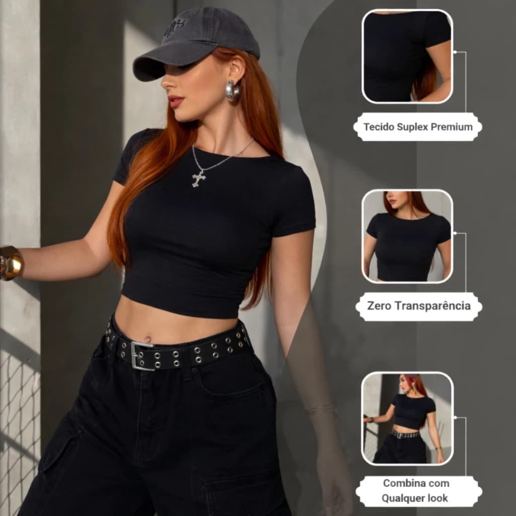 Kit 2 Cropped Feminino Costa Nua Ombro a Ombro Suplex Premium
