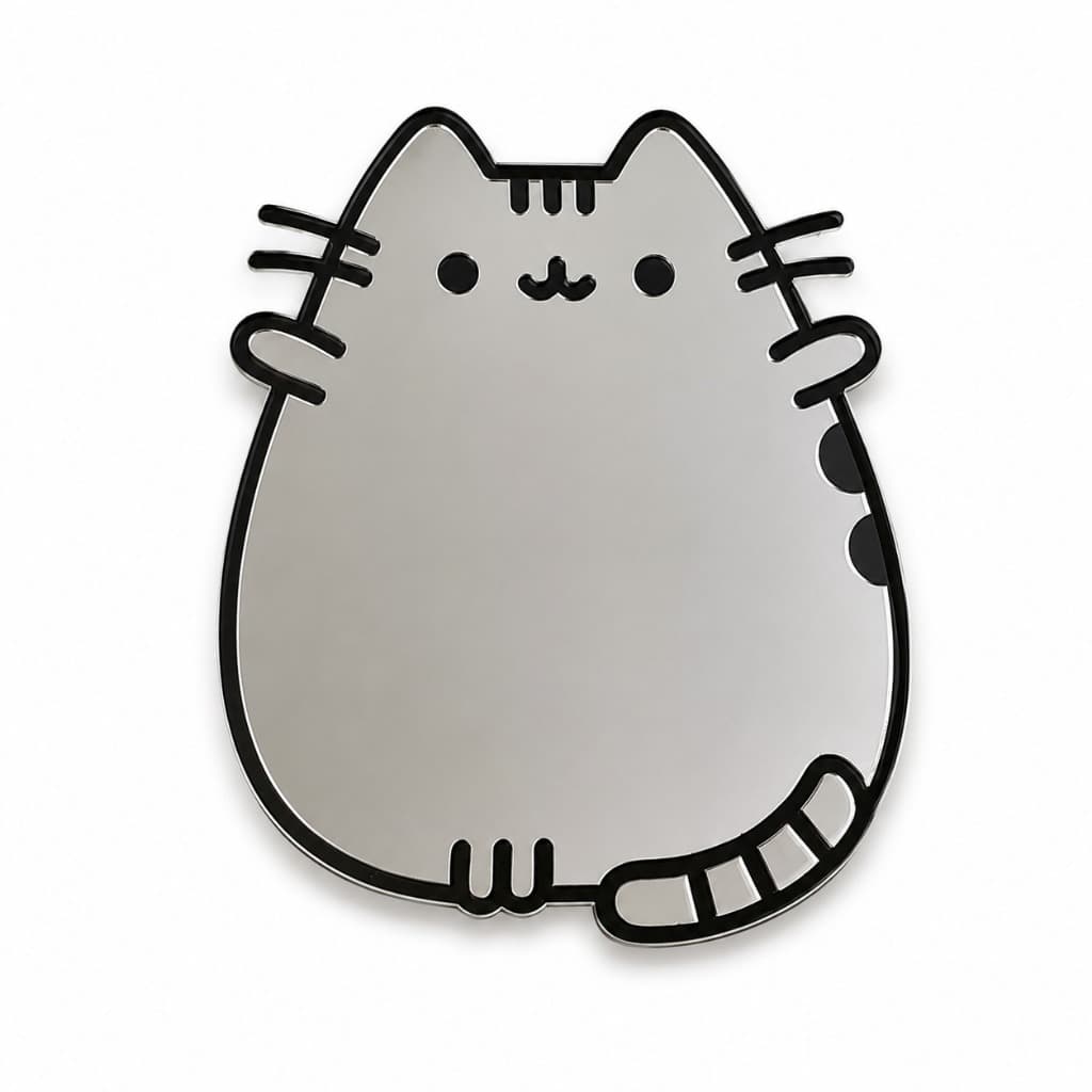 Espelho Pusheen Gato Fofo 3D em Acrílico Decoração para Quartos