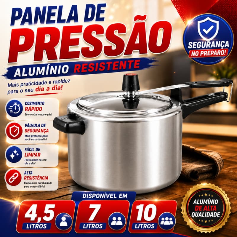 Panela de Pressão Alumínio 4,5L 7L 10L Tampa de Segurança Cozinha Resistente |H1126| Pronta Entrega