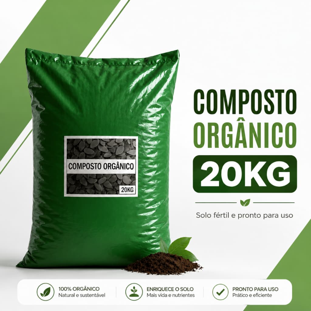Composto Orgânico Esterco Bovino 20kg Adubo Para Plantas Hortas Jardins Vasos Flores e Cultivo