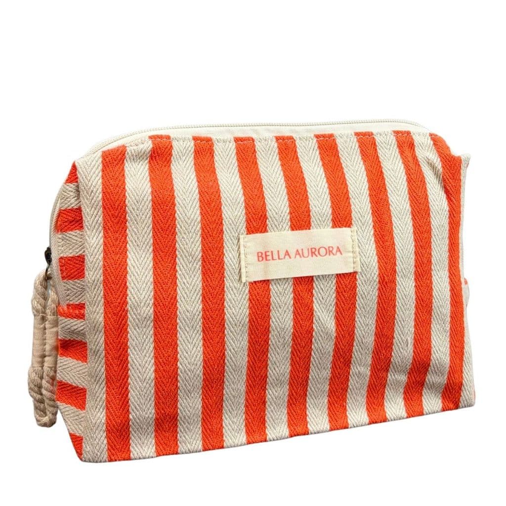 Necessaire Bella Aurora com Listras Laranja para Organização de Itens Pessoais