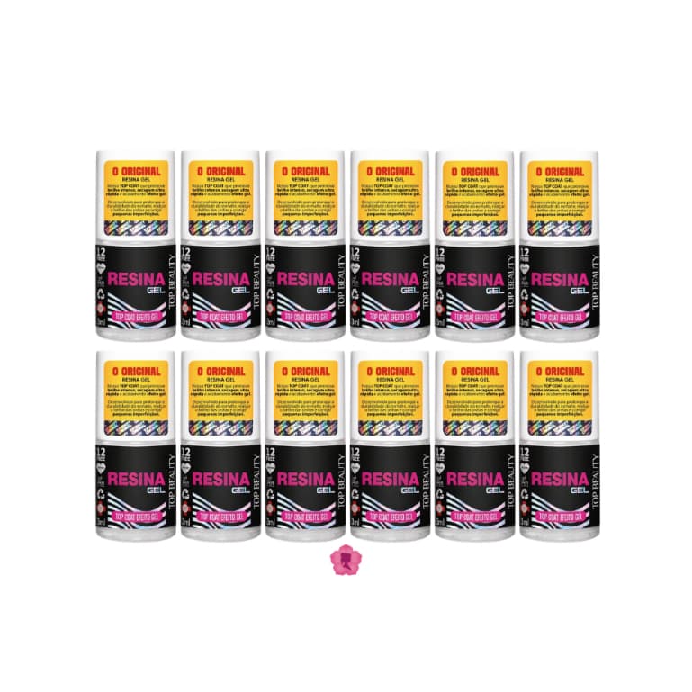 Kit Com 12 Top Coat Efeito Gel Resina Extra Brilho Sos Unhas Top Beauty