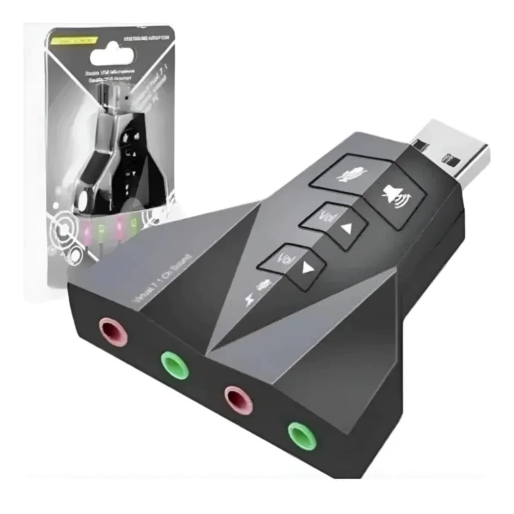 kit Placa De Som Audio Usb Externa 7.1 Entrada P2 3D Pc Notebook Ps4
