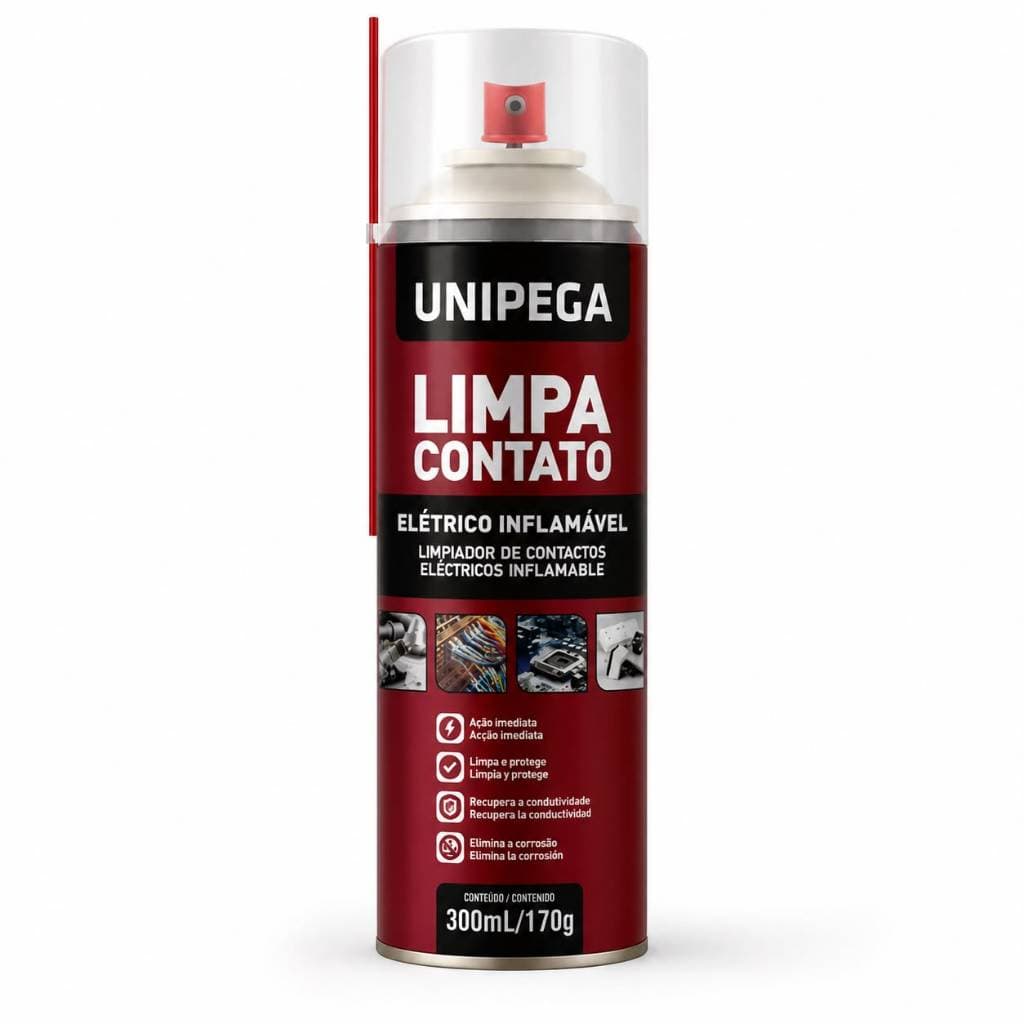 Limpa Contato Elétrico Eletrônico Spray 300ml Unipega PC Placa Circuito Disjuntor Conectores Automotivo Secagem Rápida