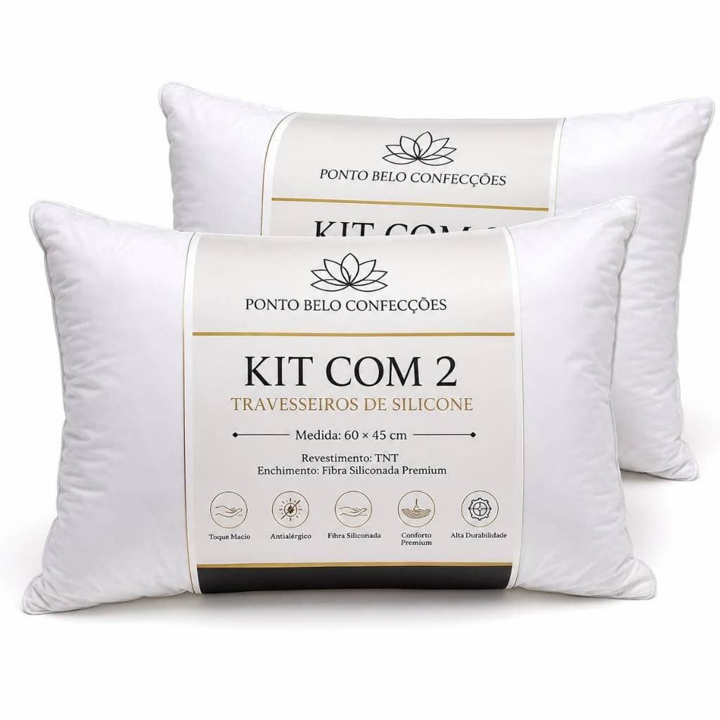 Kit Travesseiros Fibra Siliconizada 60x45 Macio Confortável
