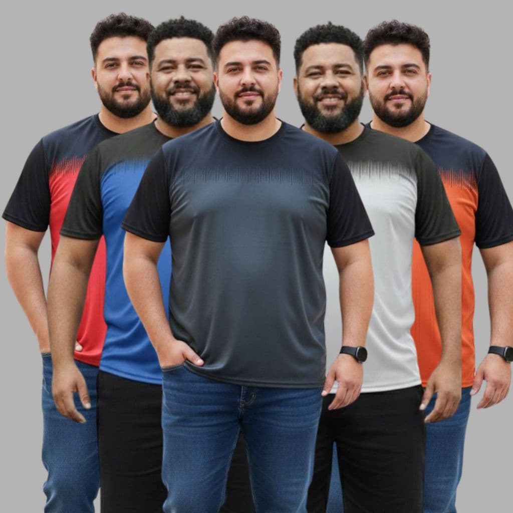 Kit5 Camisas Camisetas Dry Fit  Masculina Manga Curta Sublimada Esportivo Academia Corrida Atividade Fisica