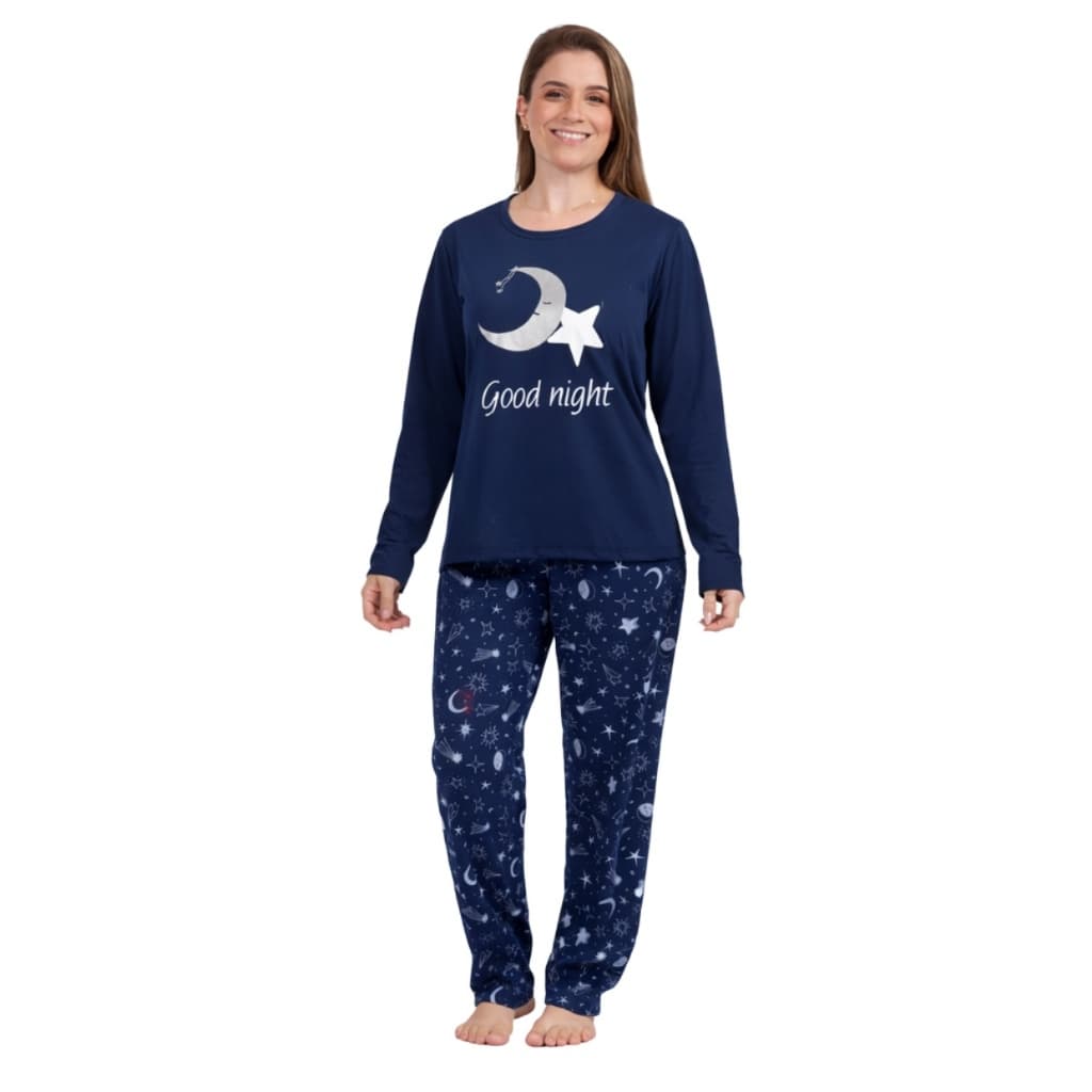 Pijama de Frio Feminino Manga Comprida e Calça Longa Inverno Promoção
