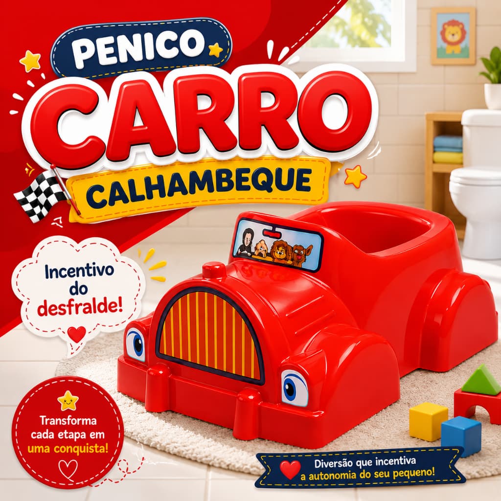 Pinico Calhambeque Ref.: 4800 Carro Urinol Infantil Menino Incentivo Desfralde Assento Redutor para Banheiro Plasnorthon