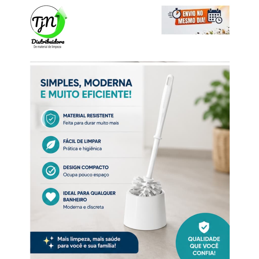 Escova Sanitária com Suporte para Vaso Sanitário | Escova para Banheiro com Porta Escova | Limpeza Profunda