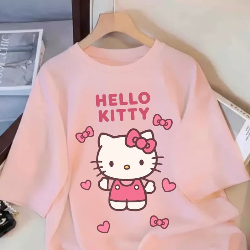 Camiseta Feminina 100% Algodão Fofa Casual Street Confortavel Estilosa Hello Day