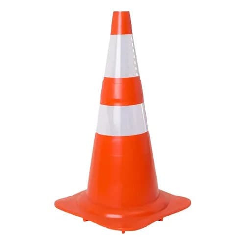 Cone Flexível Norma Nbr Trânsito Laranja com refletivo branco 75 Cm com 8 sapatas base 40X40 cm
